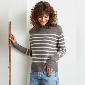 Not Monday Riley Cashmere Crewneck - Otter Stripe Size M